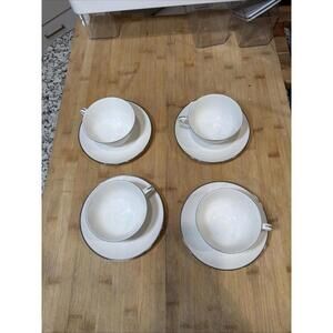 VTG Noritake Montblanc Ivory  #7527  4 Sets  - 8 Piece Cups and Saucers Lot *